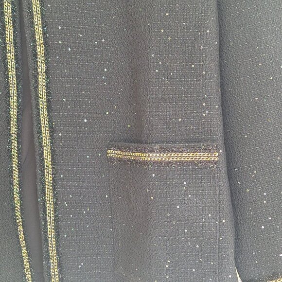 Metallic Trim Black Tweed Blazer Special Occasion Jacket Subtle Sparkles 1X - Picture 6 of 15